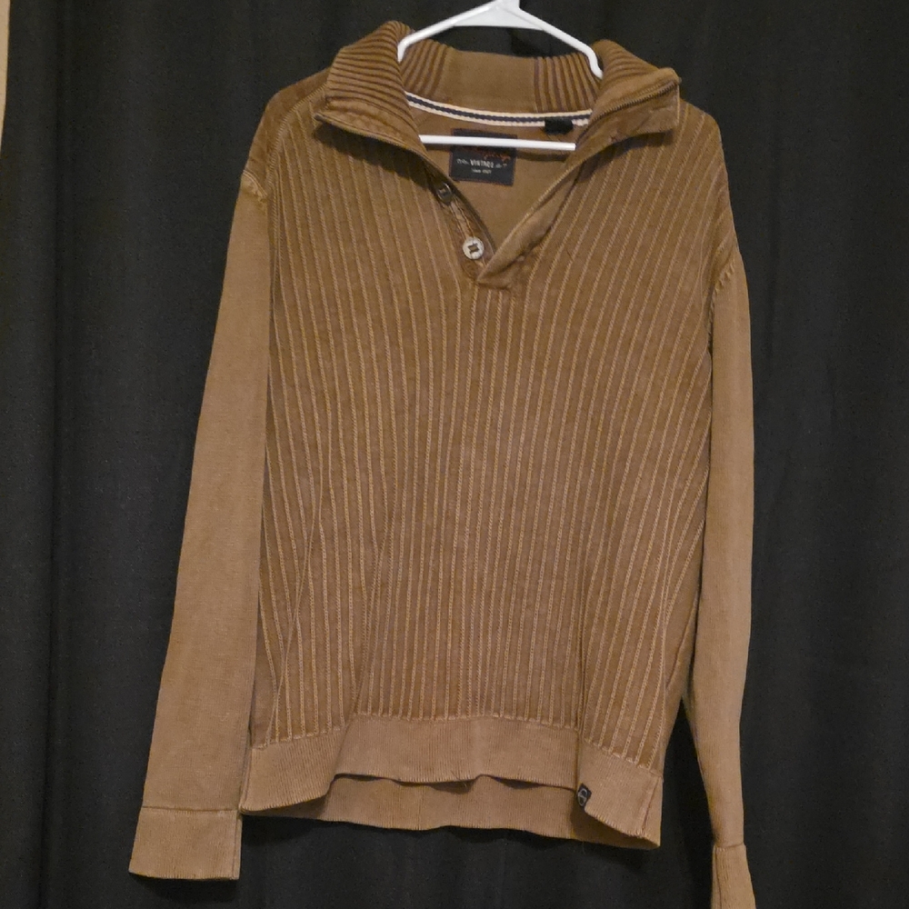 Lg Men's Stylish Weatherproof Vintage Tan Cardigan Sweater